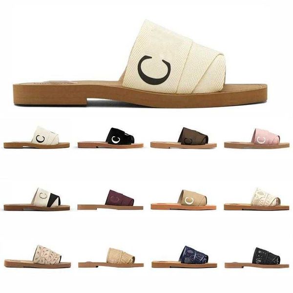 

canvas slippers women woody mules flat sandals designer rubber slides white black pink sail bordeaux lace lettering fabric womens 290f