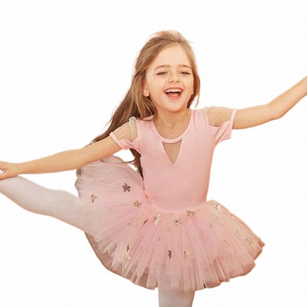 

stage wear summer 2021 kids dance dress girls ballet tutu soft cotton short sleeved skirt dresses stage paty performance gifts wear 27xr#, Black;red