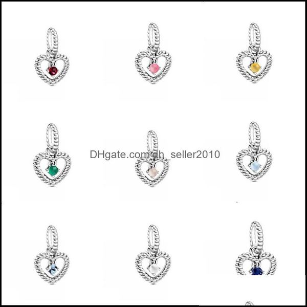

charms 925 sterling sier 12 months beaded heart dangle fit pandora bracelet necklace pendant charm diy jewelry 489 h1 dr dhseller2010 dhnig, Bronze;silver