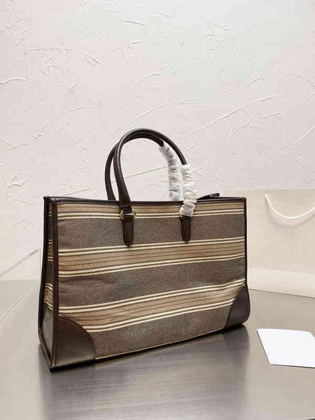 

shopping bags large bags vintage tote women handbag leather designer female striped embroidered bucket interior with pocket 220302