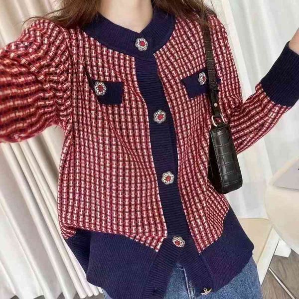 

women's sweaters plaid contrast petal diamond button knitted cardigan long sleeve loose lazy sweater 8h1x, White;black