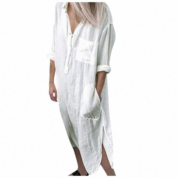 

casual dresses casual dresses women shirt dress v-neck solid color slit pocket button vintage elegant long sleeve white for sukienki damskie, Black;gray