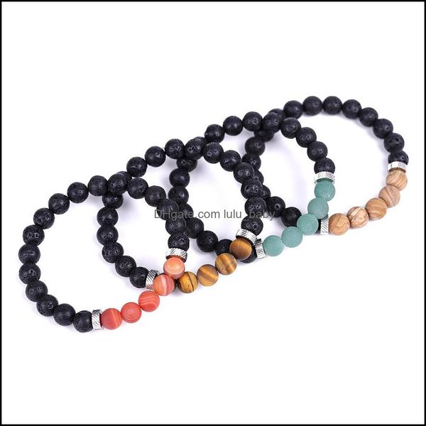 

beaded strands black lava stone beaded strand essential oil diffuser bracelet stainless spacer matted nce buddha yoga friendships je dhwny