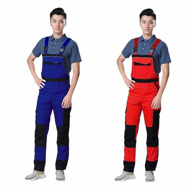 

men's pants men's pants workwear coverall work bib and brace overall trousers with multi pockets working mechanic overalls repairm, Black