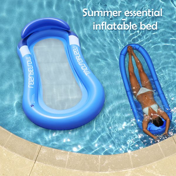 

pvc inflatable floating row foldable swimming pool summer party beach water float bed lounger chair pool air mattresses