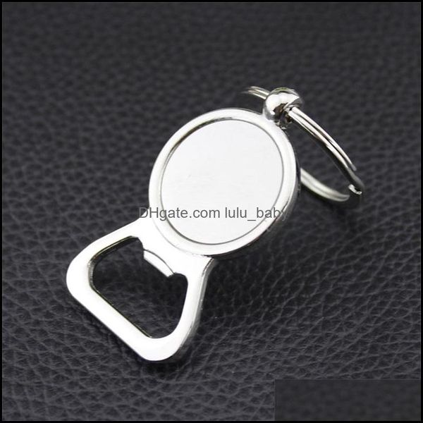 

keychains 10 pcs/lot beer bottle opener keychain diy for 25mm glass cabochon keyrings alloy engravable kitchen tools men gif lulubaby dhzxi, Silver