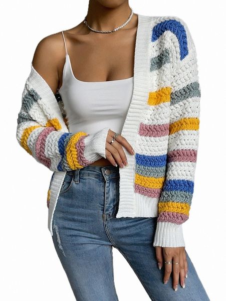 

women's sweaters color block drop shoulder cardigan l9cv#, White;black