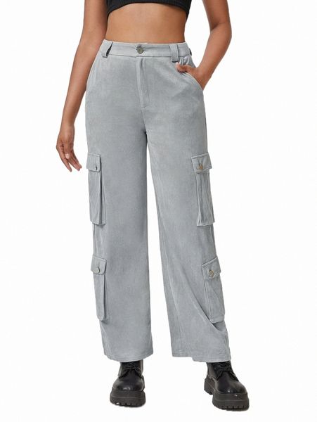 

women's pants & capris x soboss brand flap pocket side cargo pants h7cj#, Black;white