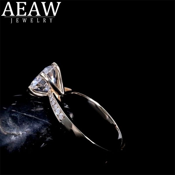 

solitaire ring wedding rings aeaw 10ct 20ct 30ct 40ct round cut 14k white gold yellow ring original jewelry for girl women 220829, Golden;silver