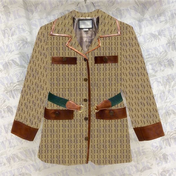 

jacquard letters womens jackets skirts with belt designer vintage print coats charm ladies dress, Black;brown