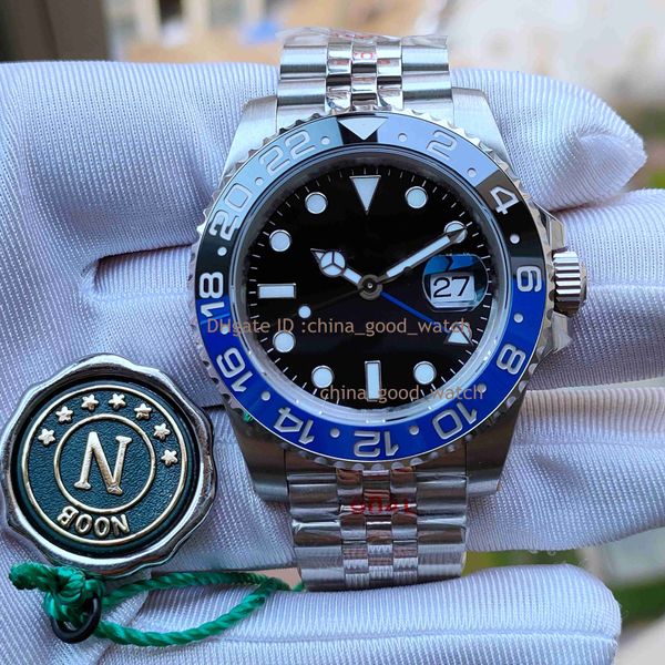 

super 5 star nffactory mens watch 40mm black blue ceramic bezel automatic cal.3285 movement men v12 904l steel bracelet batman 40mm luminous, Slivery;brown