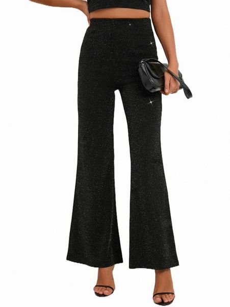 

women's pants & capris high waist flare leg pants w5ub#, Black;white