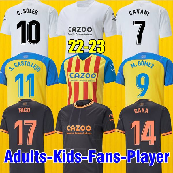 

22 23 valencia soccer jerseys guedes gameiro camisetas de futbol rodrigo gaya m.gomez men kids kit football shirts 2022 2023 rivero c.soler, Black;yellow