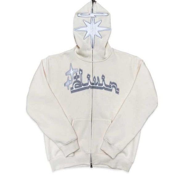 

men's hoodies sweatshirts embroidered print pattern full zip men harajuku high street y2k hoodie oversized hop goth jacket, Black