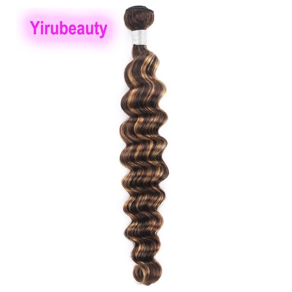 

peruvian p4/27 double wefts piano color silky straight 100% human hair body wave kinky curly loose deep 10-30inch 4 27, Black