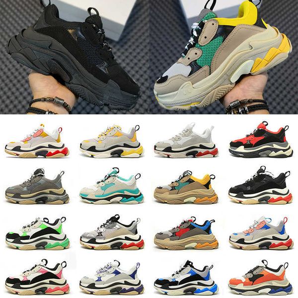 

walking triple s designer casual shoes platform men women sneakers black white grey dark red pink blue green light tan oreo mens trainers ou