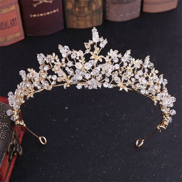 

wedding hair jewelry kmvexo trendy baroque crystal luxury wedding crowns handmade beads for bride tiaras fashion queen headpiece hair access, Slivery;golden