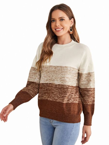 

women's sweaters emery rose color block drop shoulder sweater w5t8#, White;black