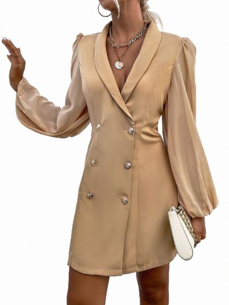 

women's two piece pants shawl collar double breasted blazer dress e7un#, White