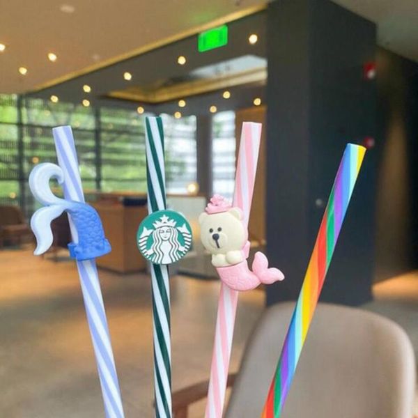 

starbucks colorful fashion personality straw mermaid glass rainbow set