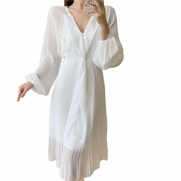 

casual dresses casual dresses hzirip autumn gentle puff sleeve v-neck chiffon sweet floral 2021 long sunscreen thin ladies a-line dress m9t0, Black;gray