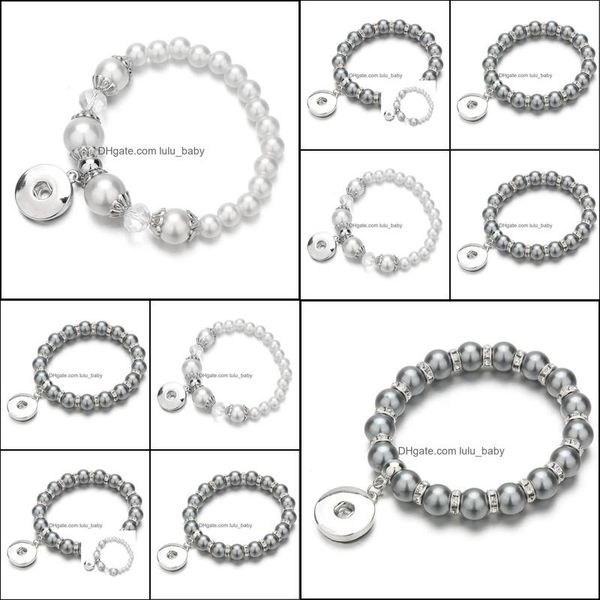 

charm bracelets noosa snap bracelet jewelry imitated pearl beads ginger buttons chunk charm bangle fit diy 18mm snaps drop delivery 2 dhdnp, Golden;silver