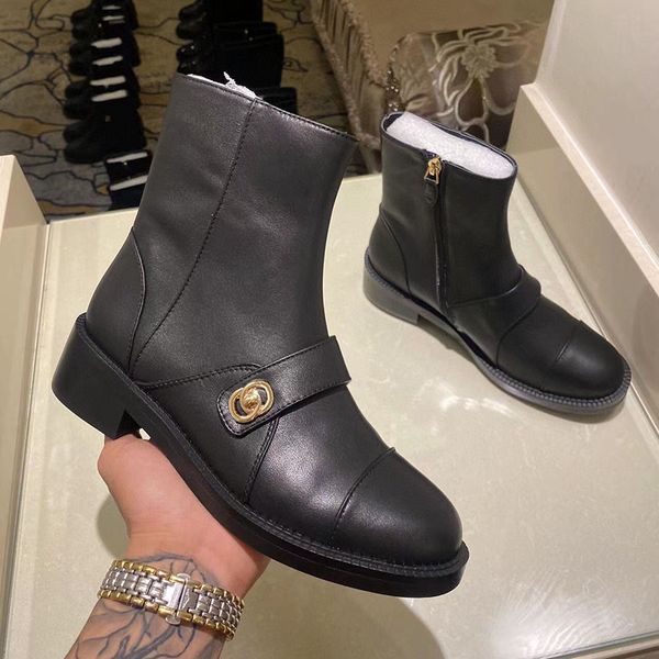 

boots black ankle biker chunky platform flats combat boots low heel lace-up booties leather chains logo buckle women luxury designers shoes