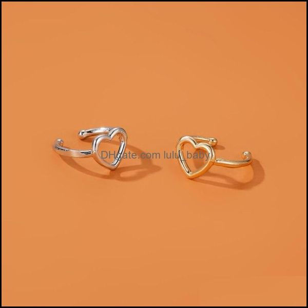 

clip-on screw back hollow heart ear clip screw back for women earing without hole jewelry fake earrings single bone earing lulubaby dhzi2, Silver