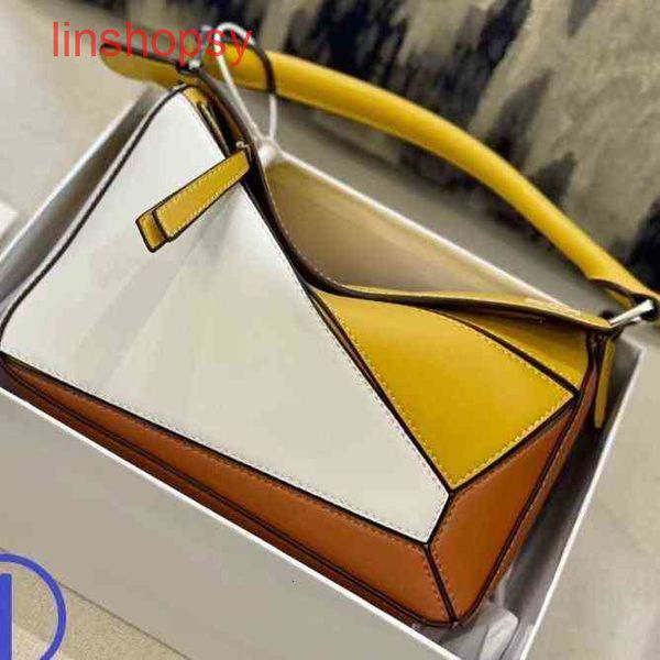

designer handbag women loewss's bags geometric puzzle stitched lingge cowhide