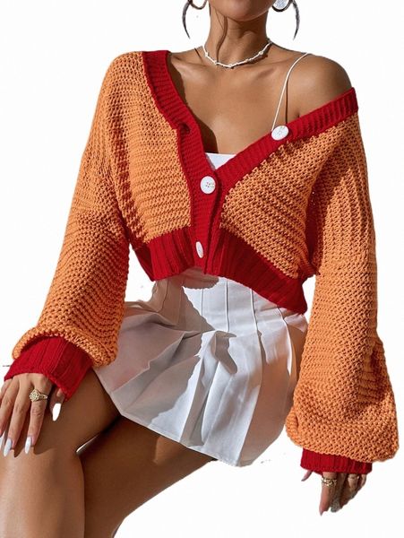 

women's sweaters contrast trim drop shoulder cardigan c59e#, White;black