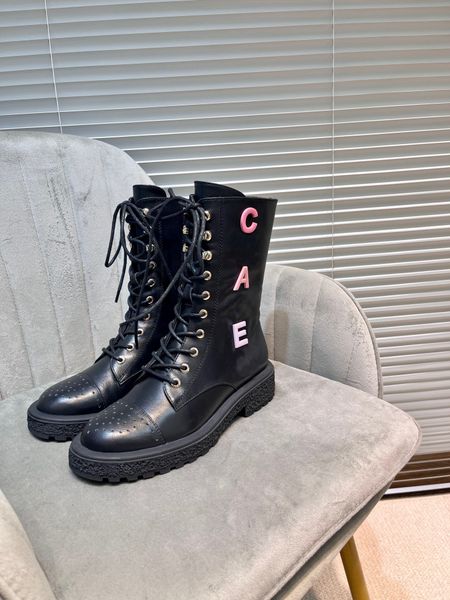 

10a original quality patent leather calfskin tall boots with box luxury designer boots fashion monochrome light color winter warm large size, Black