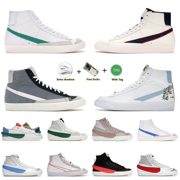 

2022 designer blazer mid 77 running shoes lucid green city pride chicago men women habanero red indigo arctic punch sneakers trainers sports, White;red