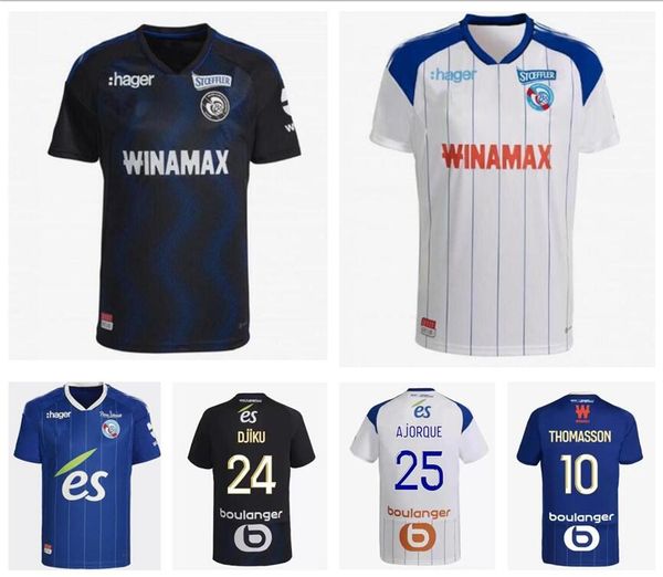

2022 2023 strasbourg home soccer jerseys 22 23 maillot de foot gameiro thomasson lienard mothiba sissoko storcki zemzemi football shirts 666, Black;yellow