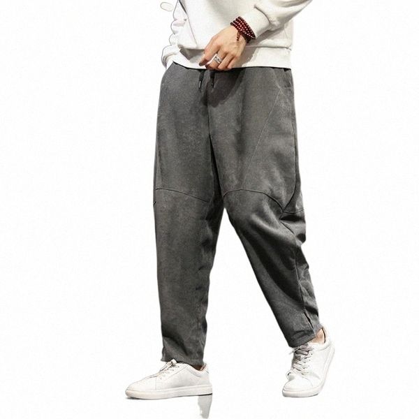 

men's pants men's pants men harem drop crotch pockets joggers 2022 solid casual trousers loose hip hop baggy cotton linen wide leg, Black