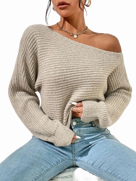 

women's sweaters asymmetrical neck batwing sleeve sweater q3ua#, White;black