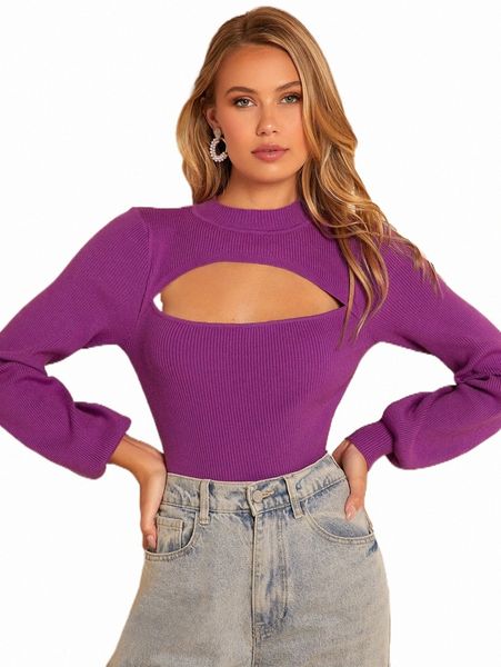 

women's sweaters cut out lantern sleeve sweater 314x#, White;black