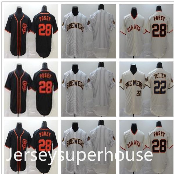 

baseball jersey2020 men women kids 22 christian yelich 28 buster posey 35 brandon crawford 40 madison bumgarner baseball jerseys sale, Black