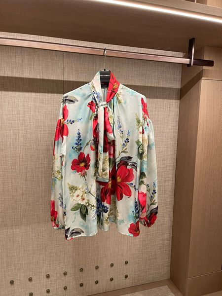 

women's blouses & shirts 2022 european new silk printed loose shirt, White