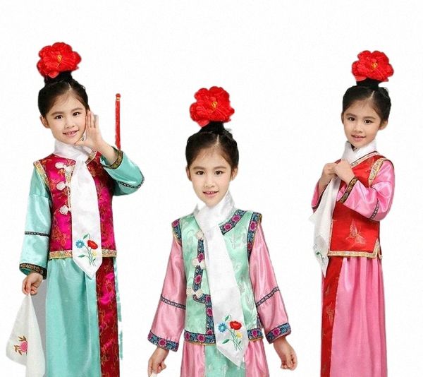 

stage wear colors embroidery girl qing dynasty princess costume children hanfu ancient court dress for cosplay stage performance wear r7zc#, Black;red