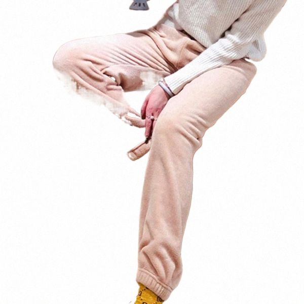 

women's pants & capris winter women pants bottoms thicken warm sweatpants pajamas comfort slacks solid casual plush harem women's, Black;white