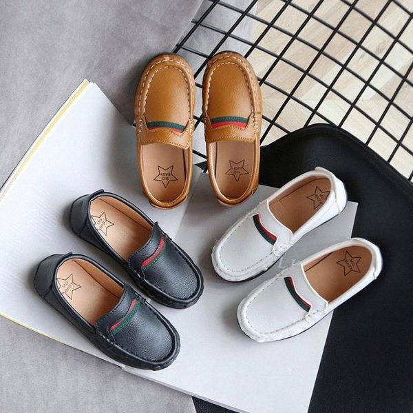 

athletic outdoor kids shoes sneakers toddler designer trainers boy kid children shoe pu leather casual boys shoe soft comfortable loafers 9h, Black