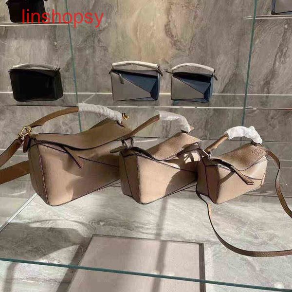 

designer handbag women loewss's bags cowhide leather color matching geometric