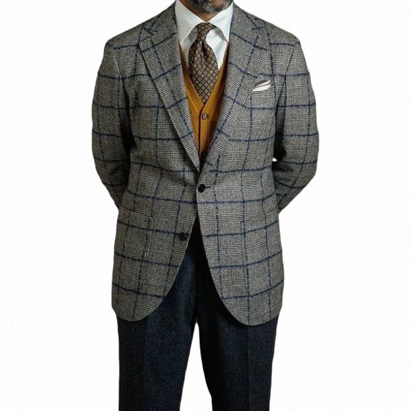 

men's suits & blazers plaid woolen man suit jacket smart casual singal breasted wram party evening wedding groomsman wear witer thick f, White;black