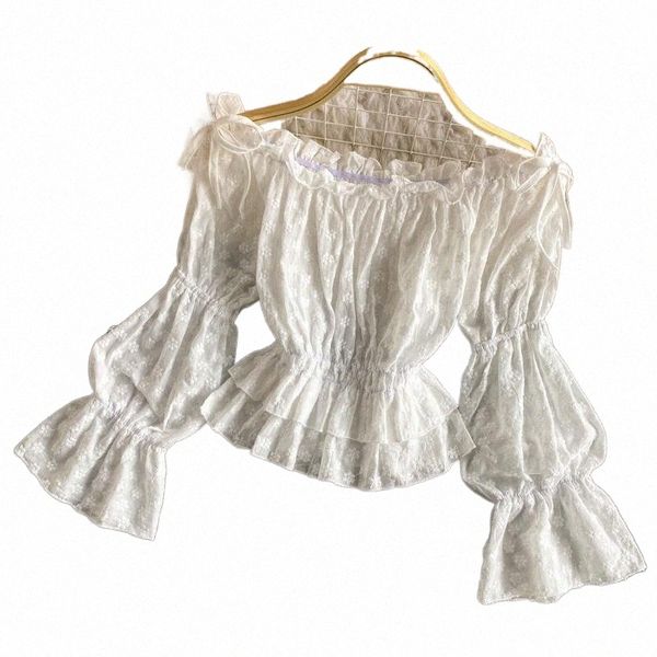 

women's blouses & shirts women's blouses & shirts mori girl white blouse women shirt off shoulder sweet daisy embroidery ruffles