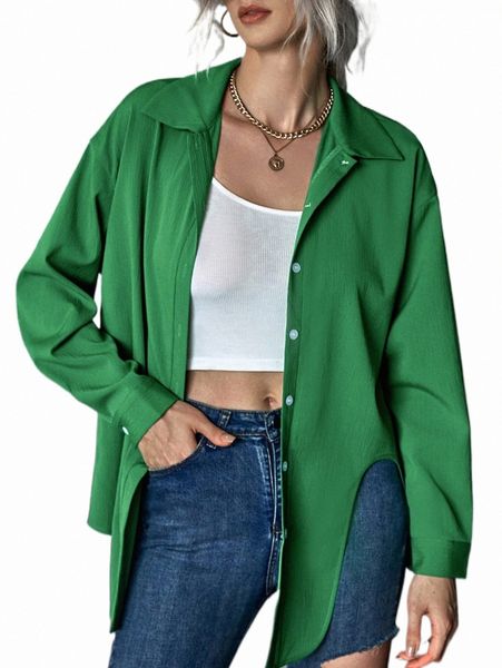 

women's blouses & shirts drop shoulder asymmetrical hem shirt g3ju#, White