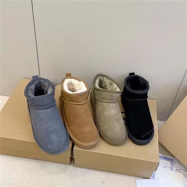 

designer classic australian boots fashion women warm satin short bootiess winter outdoor sheepskin leather plush warms shoes mini half snow, Black