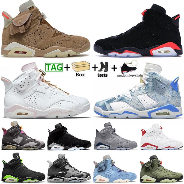 

2022 with box basketball shoes jumpman 6 6s vi mens j6 marquette washed denim metallic gold red oreo british khaki cactus jack jordens men w