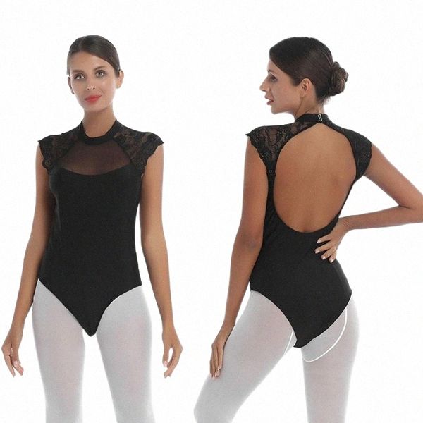 

stage wear ballet leotards for women girls dancewear ballerina bodysuit lace open back gymnastics leotard stage dancing costume wear s5ol#, Black;red