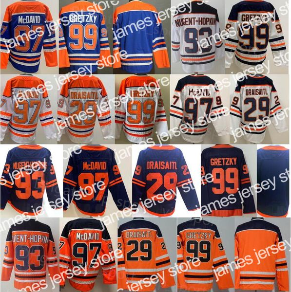 

hockey jerseys men ice hockey reverse retro 97 connor mcdavid jersey 29 leon draisaitl 93 ryan nugent-hopkins 99 wayne gretzky vintage navy, Black;red