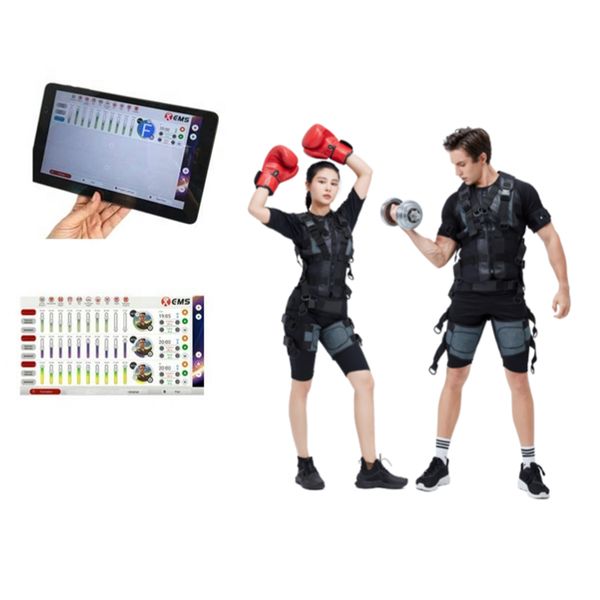 

muscle stimulator trainer ems xbody abs professional home use machine with shapewear underwear suit table powerbox charger